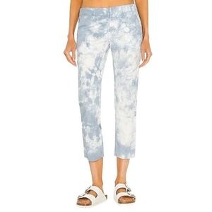 Nili Lotan Size 6 East Hampton Ankle Crop Straight Leg Pant Light Blue Tie Dye